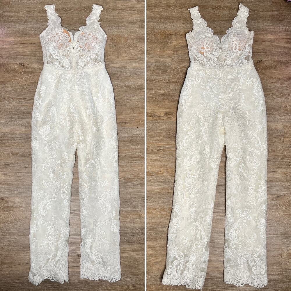 Maggie Sottero Milan Bridal Jumpsuit Size 12 - Picture 4 of 14